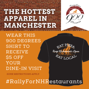 900 Degrees Rally for NH Restaurants t-shirt