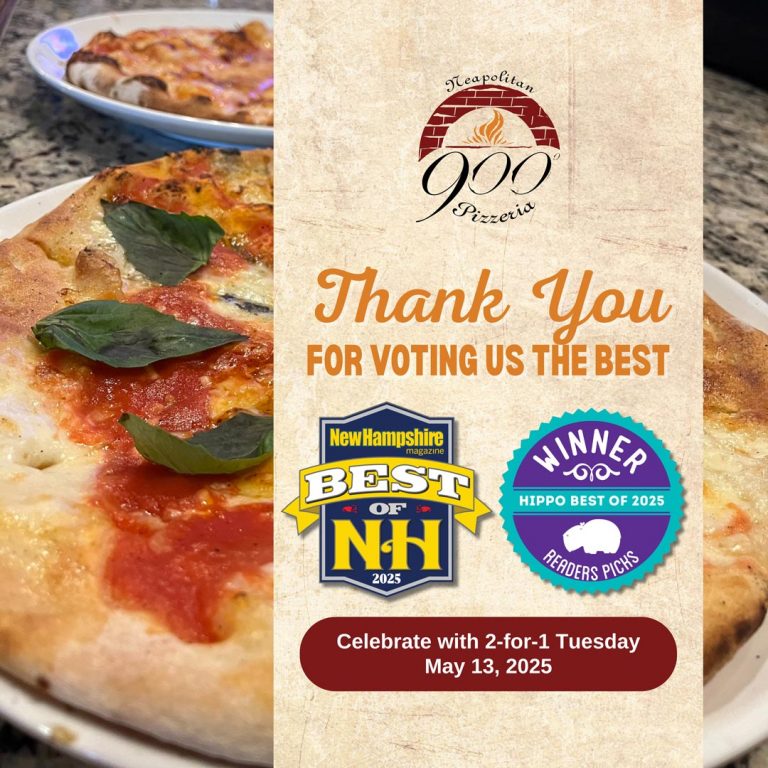 One-time 2-for-1 Tuesday deal at 900 Degrees Neapolitan Pizzeria as award winning thank you.