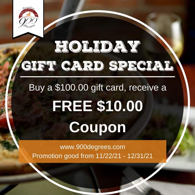 900 Degrees Pizza Holiday Gift Card Special