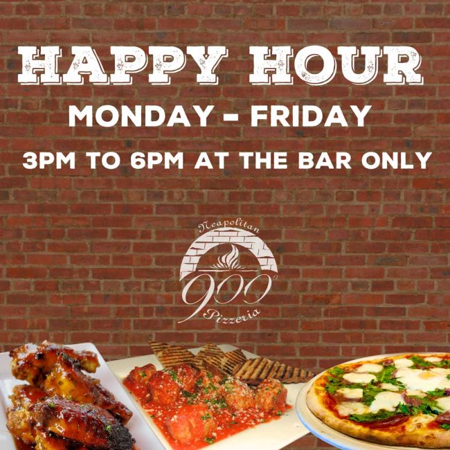 240610-900-Happy-Hour-Promotion-WEB Happy Hour at 900 Degrees. Bar specials Monday through Friday in Manchester, New Hampshire. Downtown Manchester NH Happy Hour.