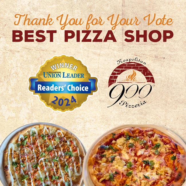 900 Degrees wins gold for best pizza shop in New Hampshire Union Leader Readers' Choice 2024 awards.