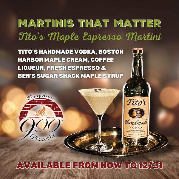 Support the NH Food Bank and enjoy a Tito's martini at 900 Degrees Neapolitan Pizzeria.